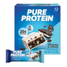 20g Protein Bar - Cookies  Cream - 12pk: Low Calorie, Gluten-Free, Chewy Snack