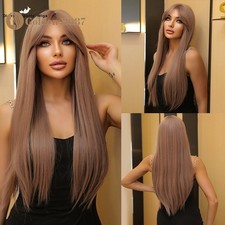 Long Straight Full Ash Purple Women Costume Synthetic Natural Cosplay Party Wigs