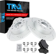 Rear Ceramic Brake Pad & Rotor Kit for VW GTI – Slotted Drilled with G-Coated