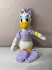 Disney Daisy Duck 10" White Purple Dress Plush Stuffed Animal Toy