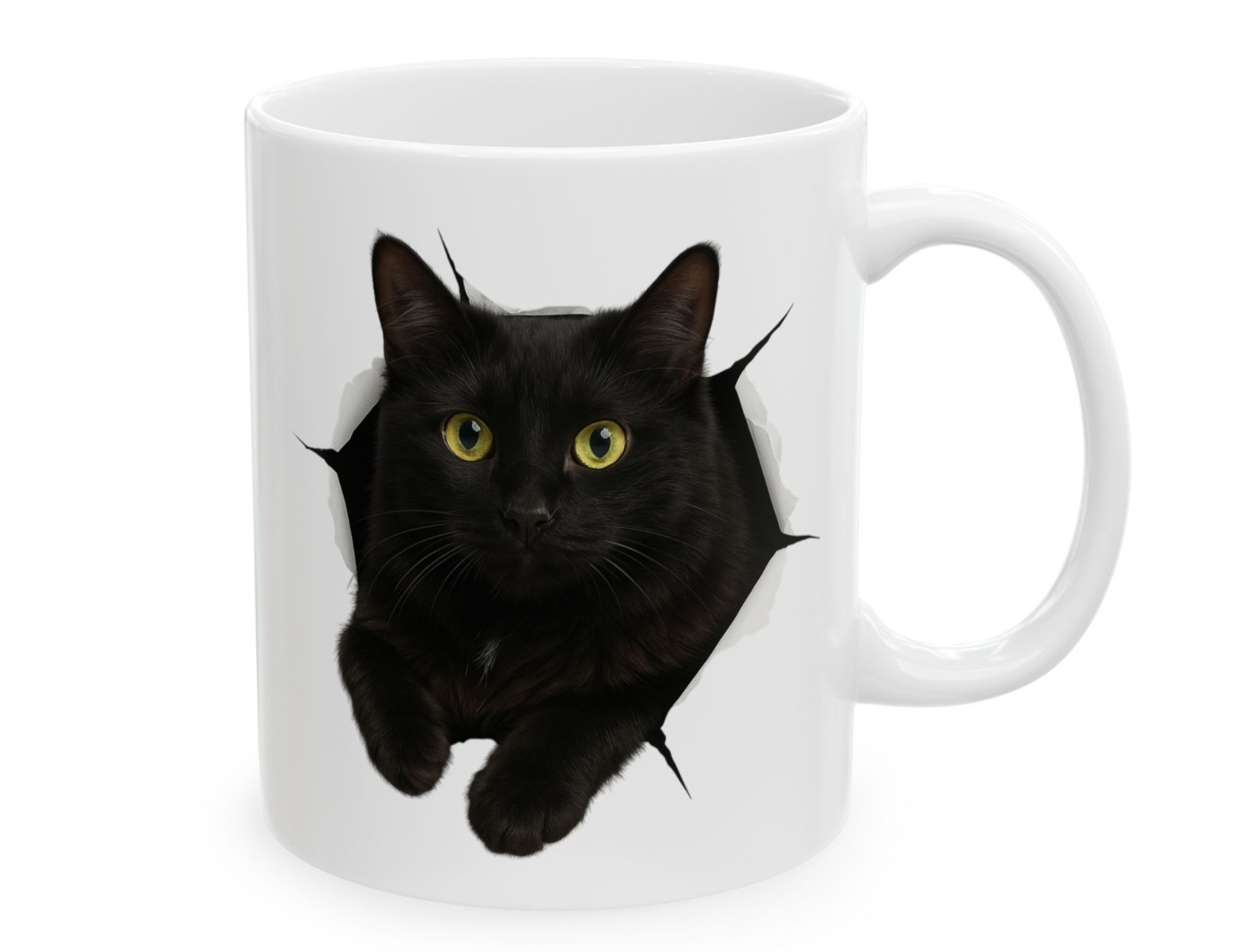 Funny Black Cat 3D IIIusion Coffee Mug 11oz &ndash;Cute Cat Lover Gift Ceramic Cup
