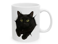 Funny Black Cat 3D IIIusion Coffee Mug 11oz –Cute Cat Lover Gift Ceramic Cup