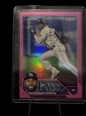 Topps Randy Arozarena Tampa Bay Rays 2023 Chrome #59 Pink Refractor Card