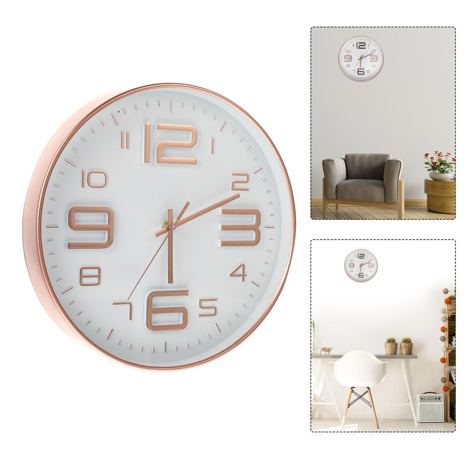 Simple Round Clock Quiet Movement Indoor Big Number Silent Wall Clock ...