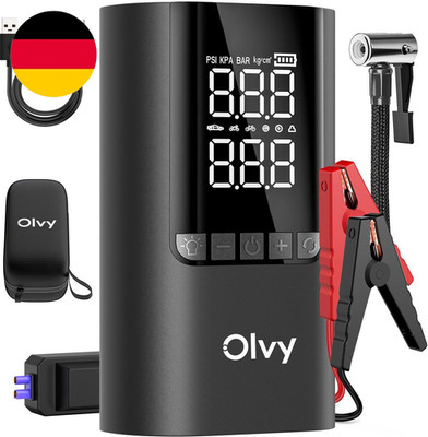 Olvy 4-In-1 Tragbarer Starthilfe-Booster Mit Luftkompressor, 1500 a Spitzenleist