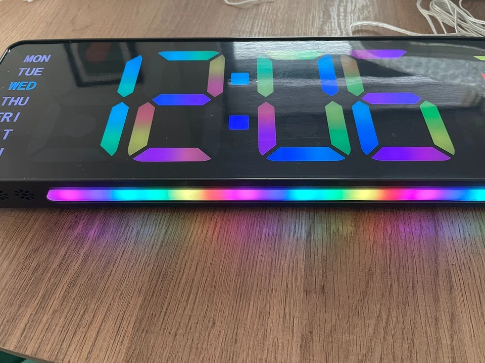 16" Large Digital Wall Clock with Remote Control LED Large Display Timer RGB - Image 2 of 3