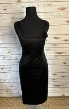 Calvin Klein classic black satin rosette sheath cocktail party dress Size 6