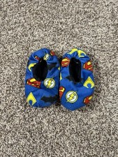 DC Comics Batman Superman Slippers Kids Youth Size 7-8 With Grips