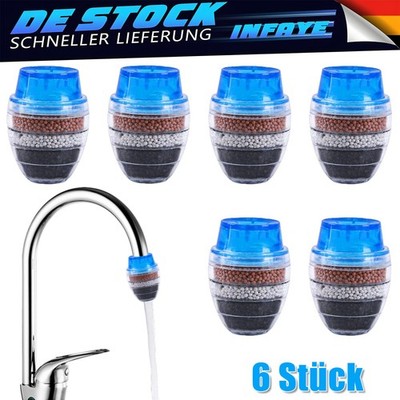 6x Aktivkohle Wasserhahn Wasserfilter Filtersystem Armatur Filter Purifier DHL,