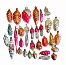 Vintage Christmas Ornaments Retro Decorations Xmas Tree  Glass Old  Soviet USSR