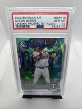 2022 Bowman Sapphire Edition - Chrome Prospects Dustin Harris Psa10 Aqua /55