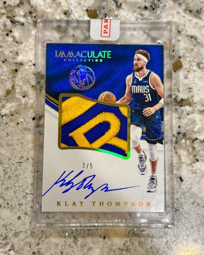 Klay Thompson 2024 Immaculate GAME USED Patch Auto /5 SSP Mavs Warriors #RPP-KLY view 1