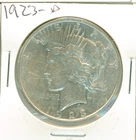 1923-D PEACE 90% silver dollar,  AU details