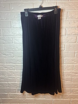 Coldwater Creek Velvet A-Line Skirt Plum Purple Women s P14 Stevie Nicks Witchy