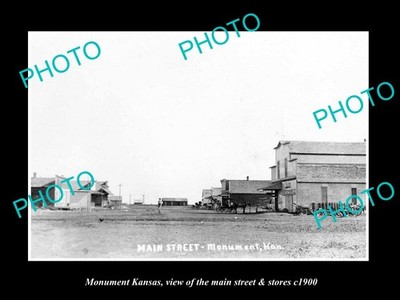Monument Kansas View Of Main Street & Stores c1900 Large Historic Old Photo