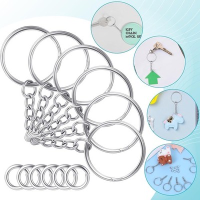 100 Pack Split Key Rings 25mm with Connection Chain DIY Keychain Craft Supplies