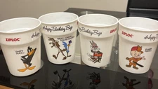 Vintage 1989 Ziploc Happy 50th Birthday Bugs Bunny 4 Plastic Cups Warner Bros