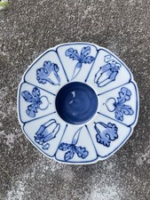 Antique Japanese Arita Hand-Painted Blue & White Porcelain Scalloped Dish — listing 6