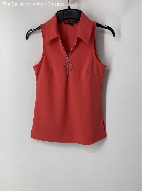 Boston Proper Womens Pink Sleeveless Collared Zip Tank Top Size XS