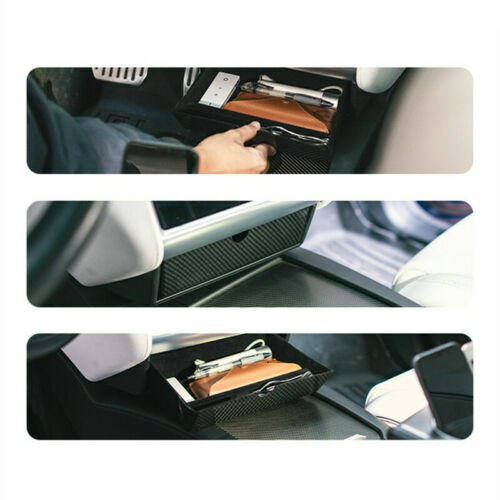1X Car inner Center Console Storage Box Carbon fiber style For Tesla Model X S - Picture 5 of 7