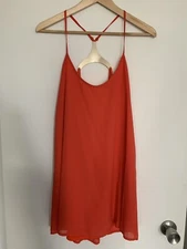 Red/orange chiffon metal back summer Dress - XS (never worn)