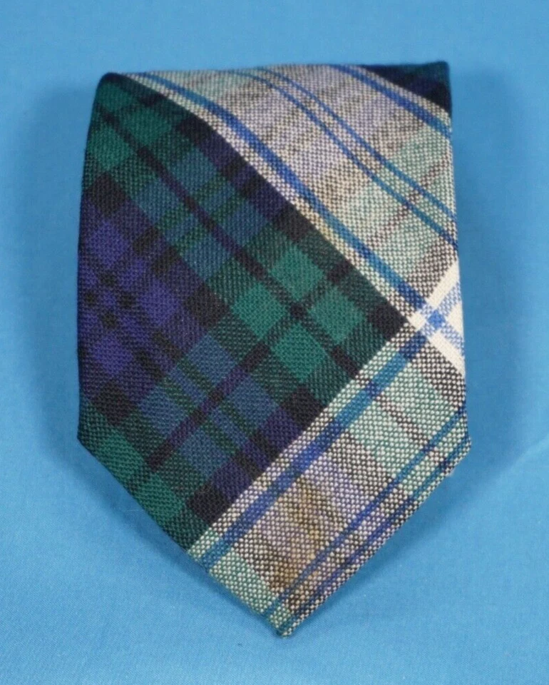 Reloj Vintage LANA HOMBRE CORBATA CUELLO Negro Tartán Cuadros HECHO EN ESCOCIA Verde/Azul Marino Foto 2 de 4