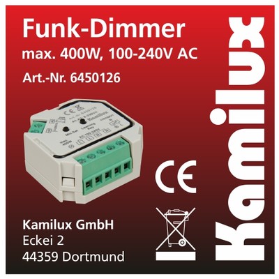 Kamilux Funk-LED-Dimmer max.400-8Watt 230V Spannung für dimmbare LED Leuchte 