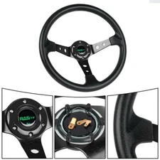 14” Black Universal Aluminum Racing Steering Wheel Drifting Deep Dish 6 Bolt