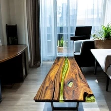 Green Epoxy Resin Dining Table Top, Living Room Furniture Table Top Hotel Decors