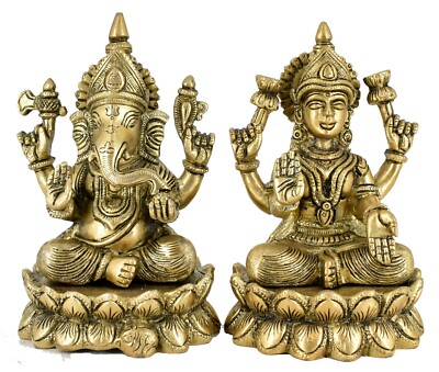 Whitewhale Brass Laxmi Ganesh Set Idol Showpiece Idols Statue Home Decor 