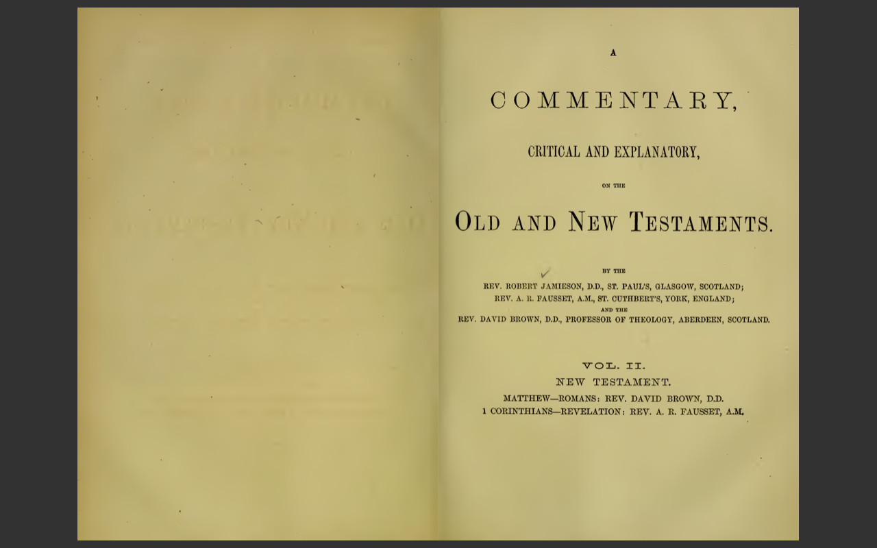 JFB Commentary Critical & Explanatory on the Whole Bible - PDF E-Book on CD-ROM