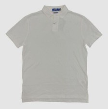 95 Ralph Lauren Men's White Short-Sleeve Custom Slim-Fit Cotton Polo Shirt M