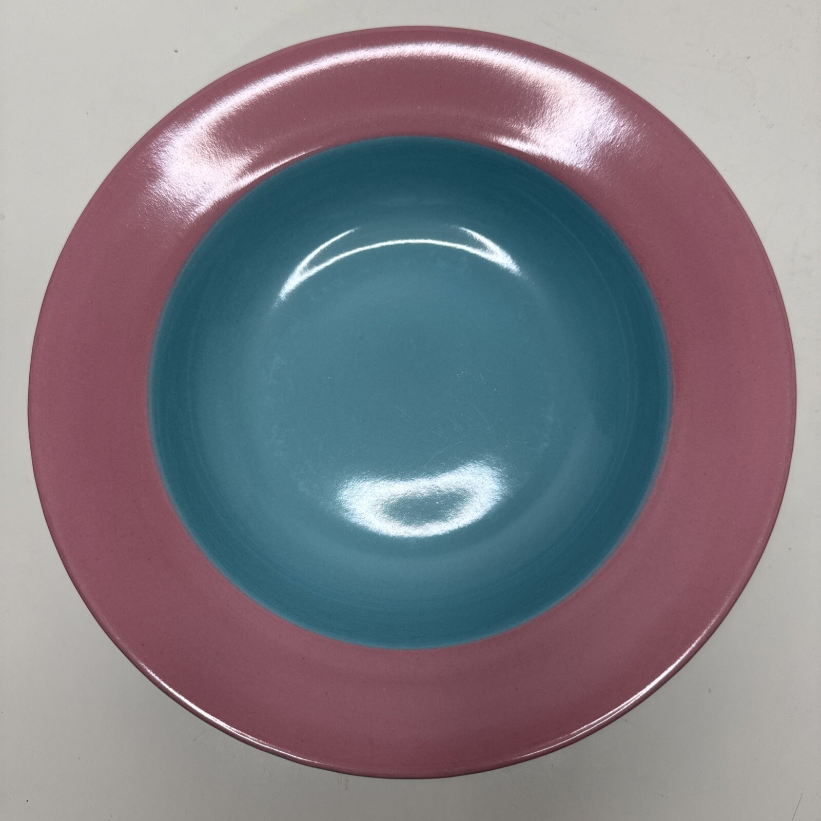 Lindt Stymiest Colorways Rimmed Soup Bowl 9” Pink Turquoise Discontinued