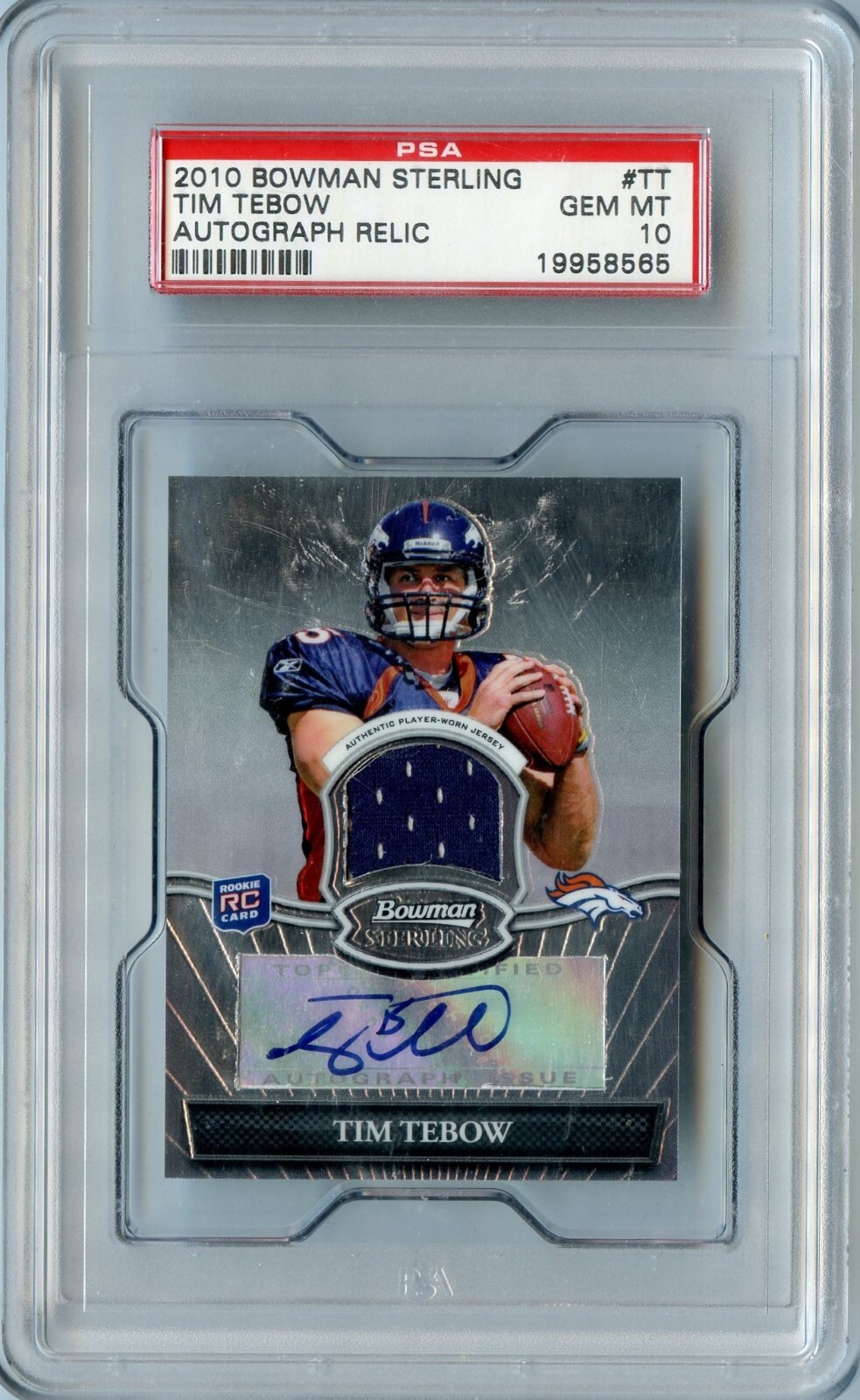 Tim Tebow Bowman Sterling Autograph Relic #TT Base