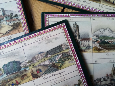 Loto Géographique Brisse – 24 Cartons Anciens 1870 – Jeu Complet