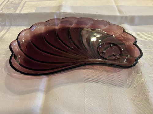 Rare Purple Amethyst Depression Glass Swirl Desert Plate Set of 9