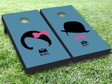 Girl  Boy Cornhole Board Wrap LAMINATED Wraps Decals Vinyl skin 19