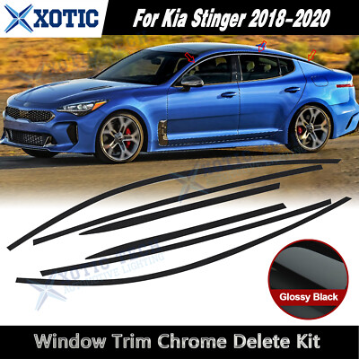 Xotic Tech Glossy Black Chrome Delete Kit For Kia Stinger 2018-2023 – 6-Piece Die-Cut Vinyl Side Window Cover - View #5