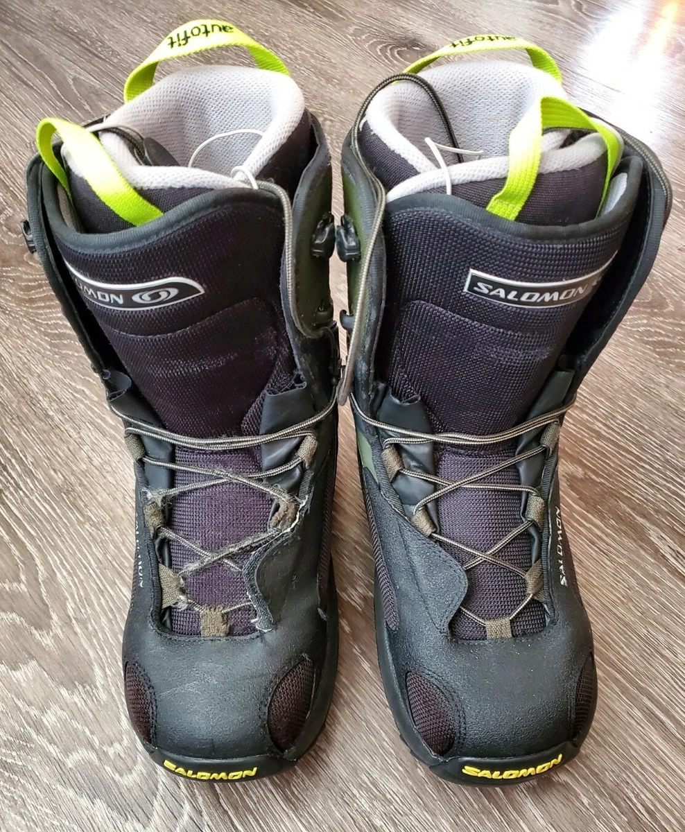 engagement Overfrakke at tiltrække Salomon Dialogue Auto Fit Snowboard Boots Men&#039;s Size 8.5 Black &amp;  Neon Green EUC | eBay