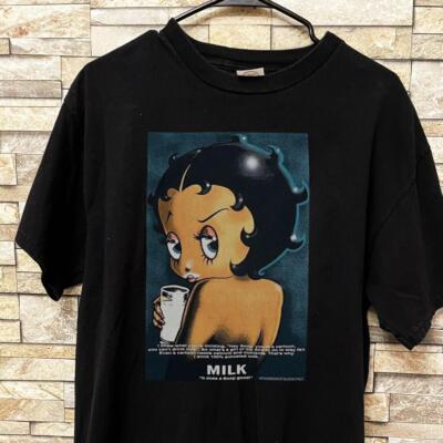 Betty Boop 1995 Milk Retro Style Black Unisex Tshirt Men Women