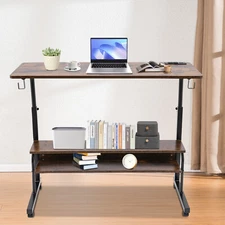 Free Standing Computer Desk Laptop Desk 3 Tiers w/ 2 three-wire plugs