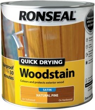 Ronseal Quick Drying SATIN Rainproof Wood Stain 2.5l  All Colours Available