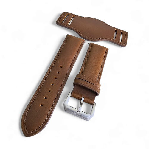 Leather Bund Watch Strap Band Handmade Mens Vintage Military Field 20 22 mm UK - Picture 26 of 88