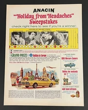 Anicin 1967 Life Print Add 13x11 Medicine Headache Painkiller Sweepstakes