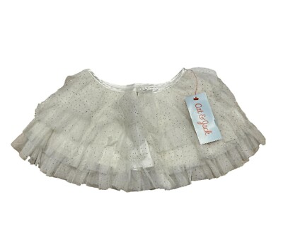 Cat & Jack Baby Girls' Gold Glitter Ruffled Shawl - White, 12 Months