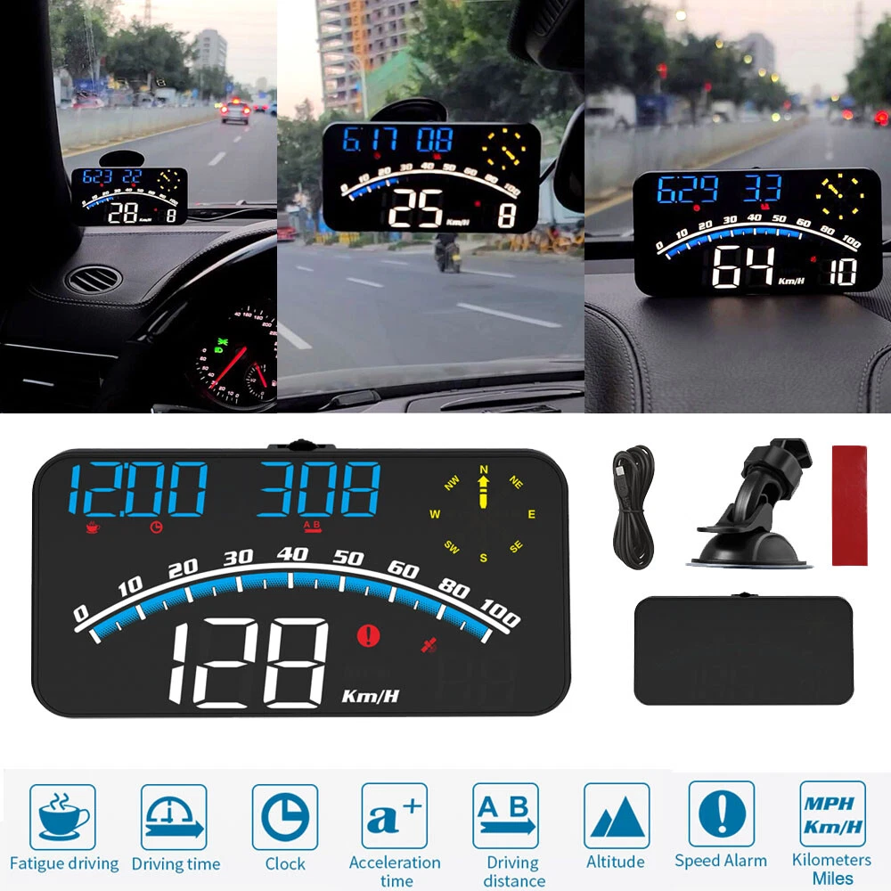 Universal Car GPS HUD Head Up Display Speedometer MPH/KM/h Overspeed Clock  G10