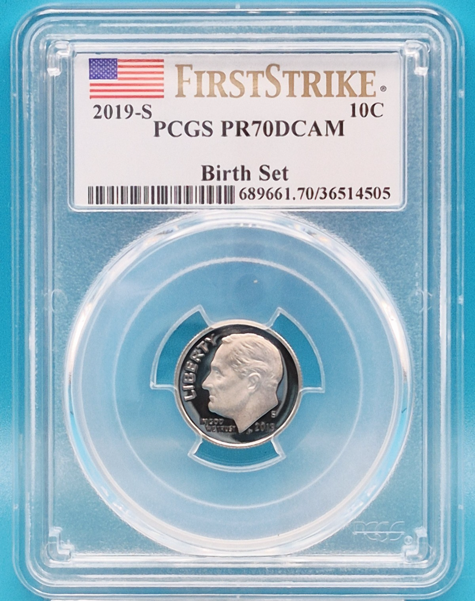 2019-S Roosevelt Dime 10C PCGS PR 70 DCAM Birth Set - First Strike