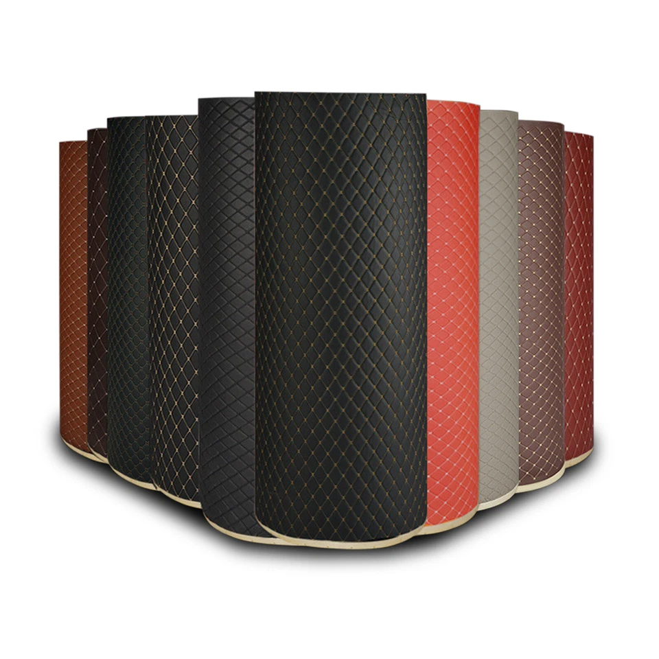 Faux Leather Fabric W/Foam Quilted Diamond Car Headliner Upholstery Sold by Yard - Image 3 of 4