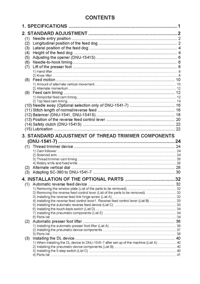 JUKI DNU-1541-7 Service Engineer Manual Coil Bound Reprint - Image 4 of 4