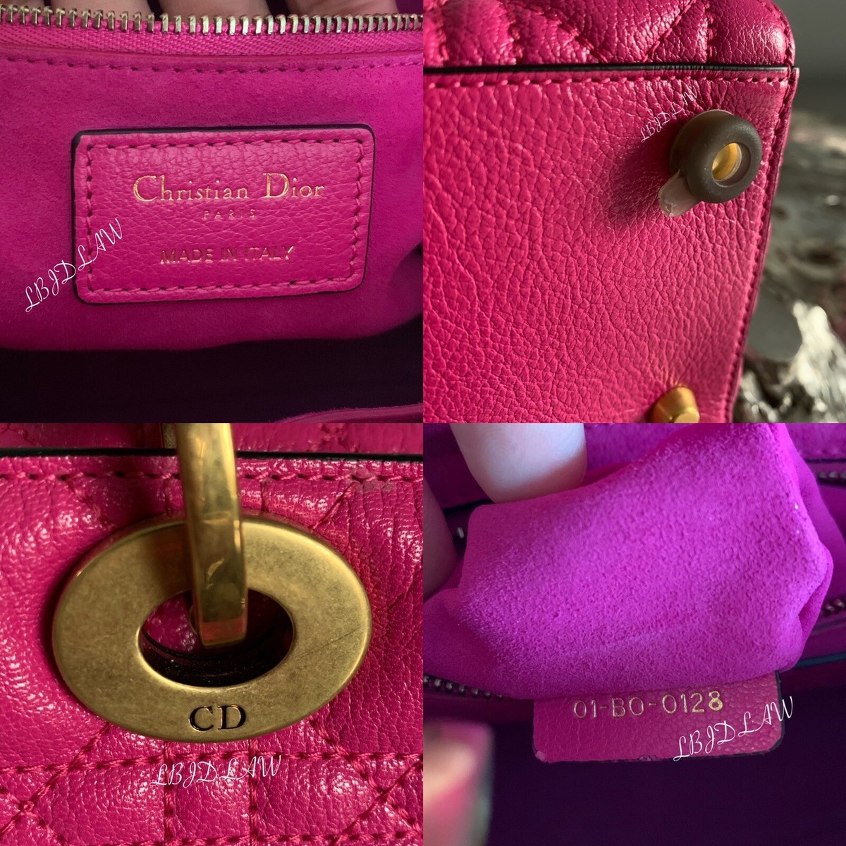 CHRISTIAN DIOR Lady Dior Fuchsia Pink Supple Medium Bag Tribal